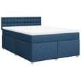 Box spring bed with mattress blue 140x200 cm fabric