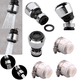 thumbnail image 1 of Juego de filtros para grifo de 3 piezas, aireador de grifo giratorio de 360 ​​grados para cocina, adaptador de filtro de boquilla para grifo, burbujeador de filtro para grifo, protector contra salpicaduras de ducha, con adaptadores Rojo Verde, 1 of 5