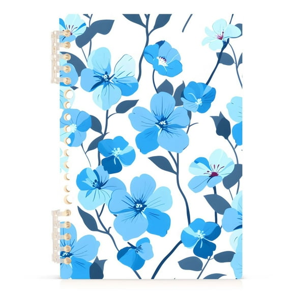 Blue Flowers Spiral Journal Notebook College Ruled Notebook 8.3" x 5.7" A5 Lined Thick Paper Page