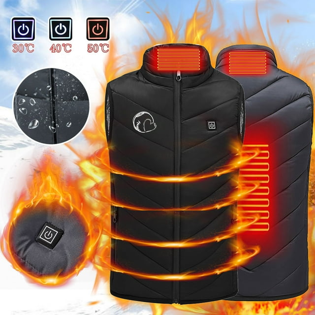 2025 Heated Jacket for Boys Girls Usb Intelligent Constant Temperature Heated Windproof Plus Size Coat for Children Winter 2 Heated Jacket Coat Black