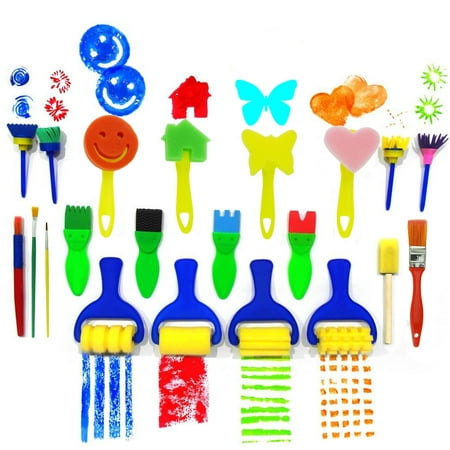 21Pcs Kids Art Set Flower Sponge Brushes for Painting Fun Painting Sets for Kids Drawing Brushes Tools Set Early Learning Painting Drawing Tools And Craft DIY Art Design (Best Diy Painting Tools)