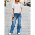 thumbnail image 6 of ZANKLEY Womens Summer V Neck Oversized T Shirt Casual Short Sleeve Loose Fit Flowy Basic Top, 6 of 12