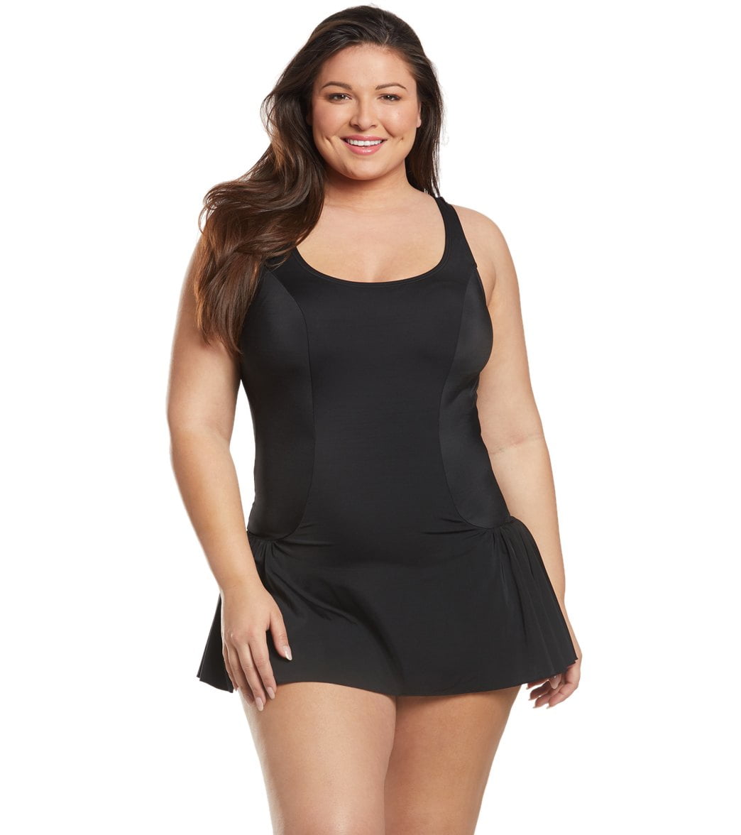 Sporti Plus Size Swim Dress (24W, Black) - Walmart.com