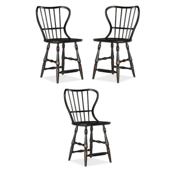 Home Square Dining Room Back Counter Stool in Black - Set of 3