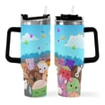 thumbnail image 2 of Squishmallows Vaso aislado de acero inoxidable con asa, diseño temático, regalo para familia, amigos y fans; incluye pajita y encaja en el portavasos estándar, 40 oz, 2 of 6