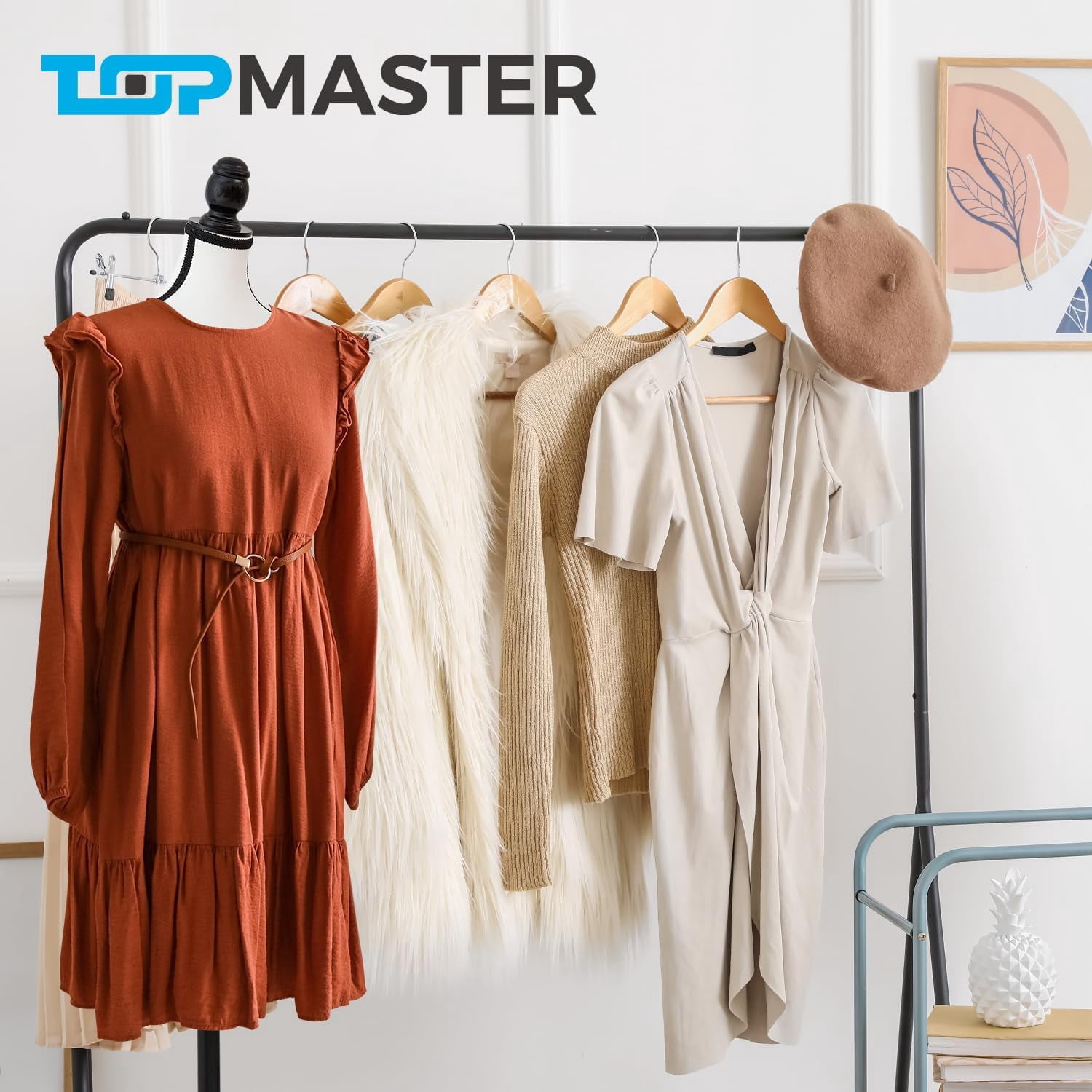 Mannequin - Adjustable Height, Durable Foam and Canvas Construction, Wooden Base, Compact Shoulder Width, Lightweight, Versatile Display for Clothing and Accessories, White