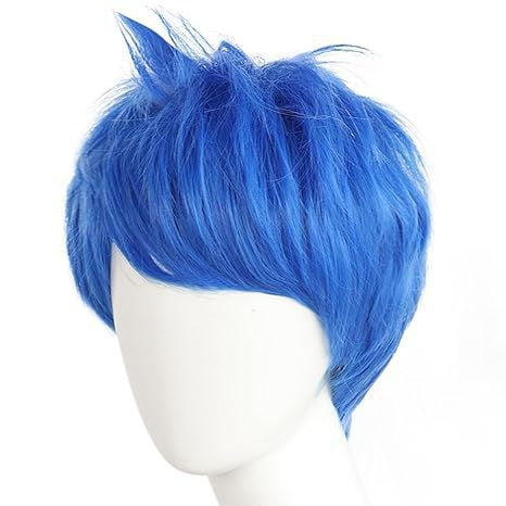 Peluca genérica para cosplay, corta, azul, estilo anime, 20 cm, para adultos/adolescentes