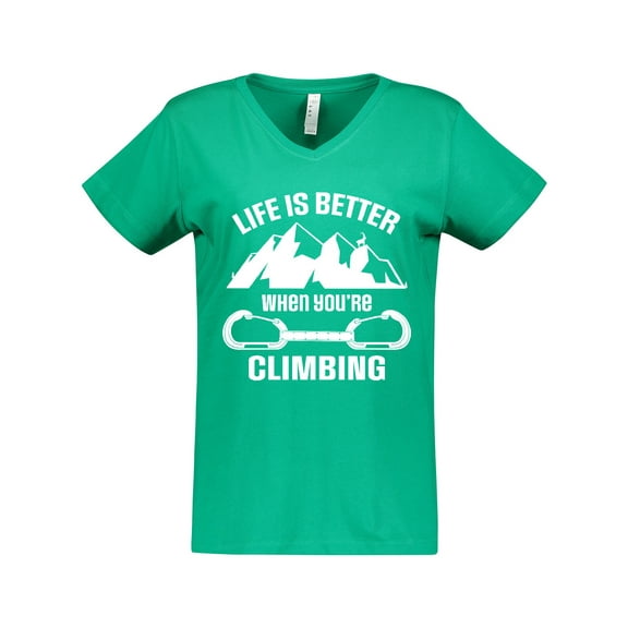 Inktastic Rock Climbing Mountains Women's V-Neck T-Shirt