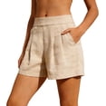 thumbnail image 2 of YanHoo Shorts for Women High Waisted Solid Color Ruched Shorts Summer Casual Beach Vacation Short Pants with Pockets, 2 of 7