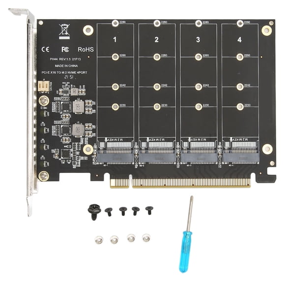 M.2 PCIE Adapter NVMe M.2 to PCIe 4.0 X16 Protocol 4 Bay SSD Transfer Expansion Card M.2 RAID X16 Split Card