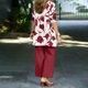 thumbnail image 2 of Pantalones Y Conjunto Superior para las Mujeres Pantalones de Piernas Anchas de Tres Piezas Que Coinciden Longline Duster Jacket Vestido de Cárdigan Floral Marino Sólido, 2 of 5