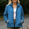 thumbnail image 4 of Zpanxa Winter Jackets for Women Waterproof Zip Up Rain Jacket Long Sleeve Windbreaker Solid Color with Pockets Lightweight Outdoor Casual, 4 of 8