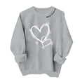 thumbnail image 5 of vdgthytj Crewneck Sweatshirts for Women Long Sleeve Drop Shoulder Print Fleece Lined Fall Winter Casual Pullover Tops(Large,Gray), 5 of 5