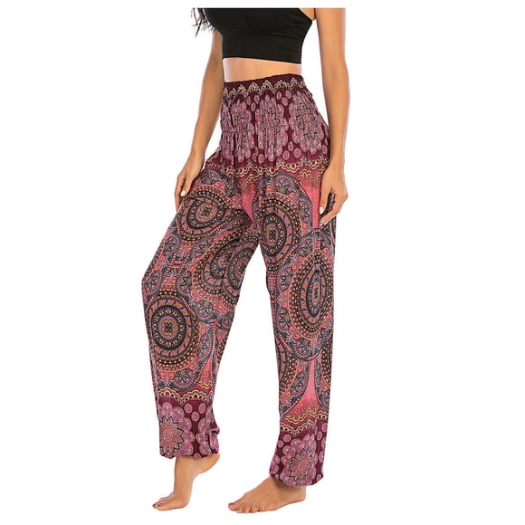 Deals of The Day!TopLLC Workout Leggings Men Women Thai Trousers Boho Festival Hippy Smock High Waist Yoga Pants Jogging Pants Tummy Control Yoga Pants on Clearance