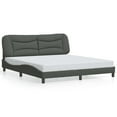 thumbnail image 1 of vidaXL Bed Frame with LED Lights Dark Grey 193x203 cm Fabric, 1 of 5