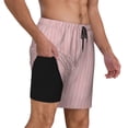 thumbnail image 3 of Picia Pink Stripes pattern Mens Swim Trunks with Compression Liner Stretch Beach Shorts Quick Dry with Zipper Pockets No-Chafing Board Shorts-3X-Large, 3 of 9