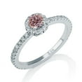 thumbnail image 2 of 1.50 carat Round Cut Morganite and Diamond Halo Engagement Ring in 10k White Gold, 2 of 2
