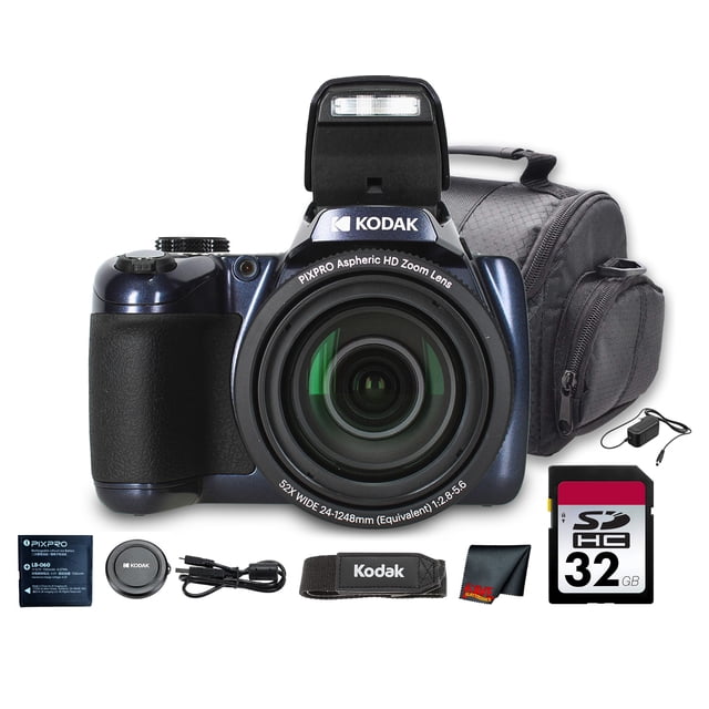 Kodak PIXPRO AZ528 Digital Camera (Blue) (AZ528MB) + 32GB Card + Bag + Cloth
