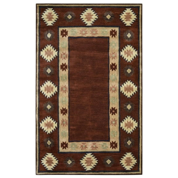Alora Decor Ryder 6'6" x 9'6" Tribal Burgundy/Tan/Rust/Navy/Sage Hand-Tufted Rug