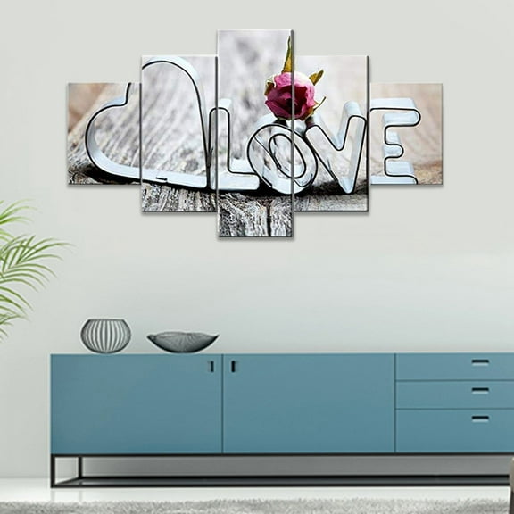 Safeglitz Unframed Modern Art Canvas Print–Oil Painting-Style Picture, Perfect for Home Wall And Room Decoration,5Pcs Love Canvas Hanging Modern Frameless Oil Painting