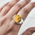 thumbnail image 6 of Flat Bumblebee Jasper Mans Ring, Natural Bumblebee Jasper, Silver Jewelry, 925 Silver Ring, Birthday Gift, Heavy Mens Ring, Boyfriend Gift Style Ring, Christmas, Plain Mens Signet Ring, 6 of 7