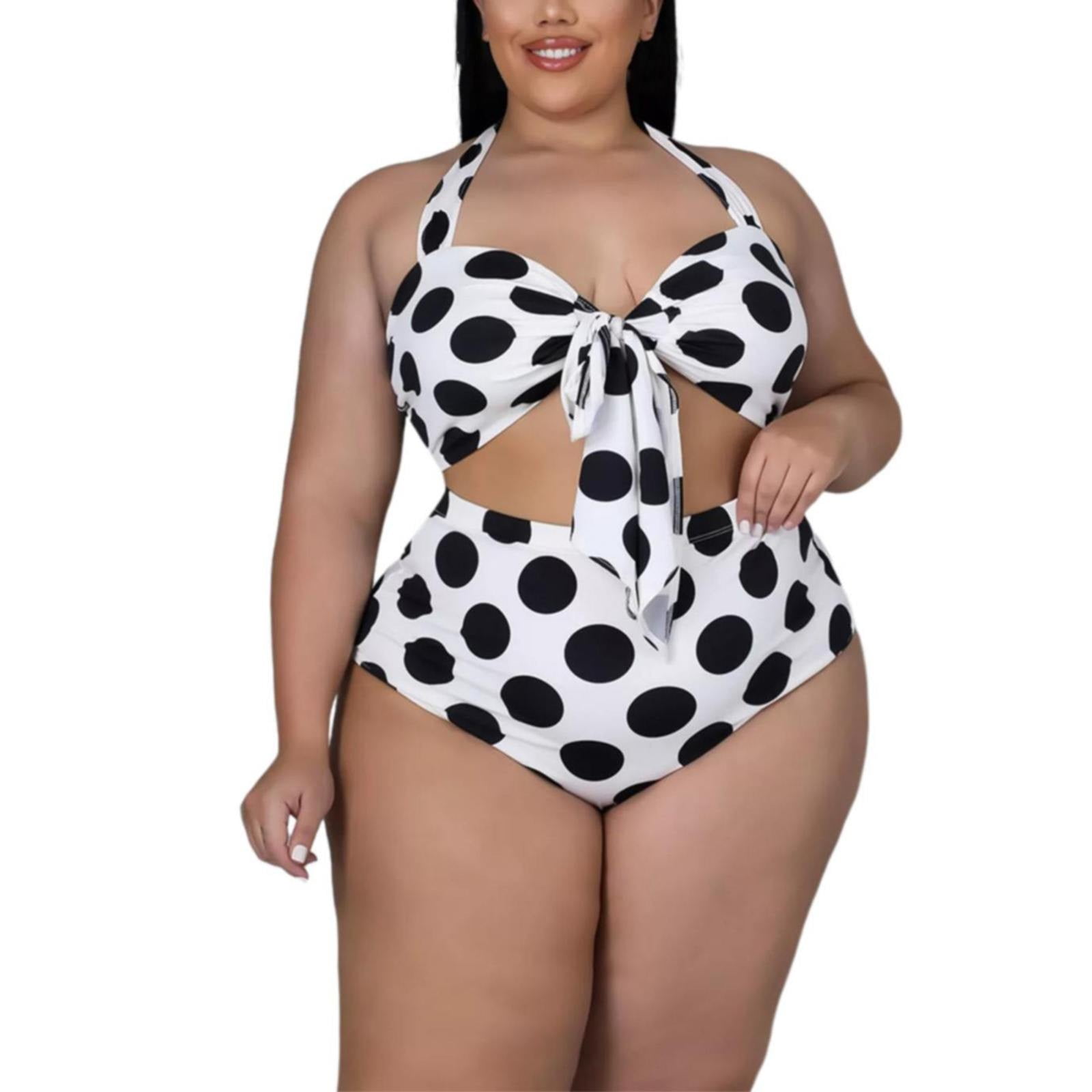 AIYUQ.U And The United States Fashion Large Size Polka Dot Print Strap Two Piece Temperament Swimsuit Set - Walmart.com
