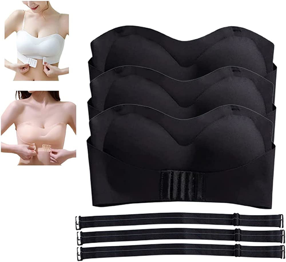 Strapless Front Buckle Lift Bra, Women Invisible Strapless Super Push Up Bra  Wireless Non-Slip Bandeau Bra (3set,36/80AB) : : Clothing, Shoes &  Accessories