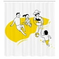 thumbnail image 3 of Summer Shower Curtain, Hand-drawn Illustration of a Happy Family at the Beach Having Fun Kids, Fabric Bathroom Set with Hooks, 69W X 84L Inches Extra Long, Yellow Black and White, by Ambesonne, 3 of 3