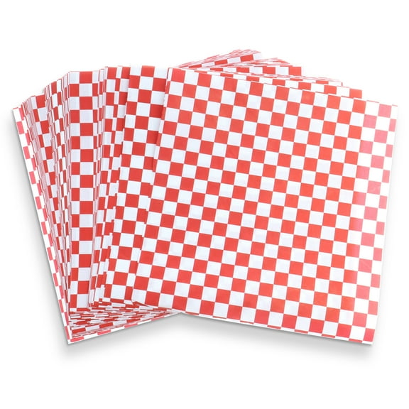 100Pcs Red And White Grid Oil Proof Paper (22 * 22Cm)
