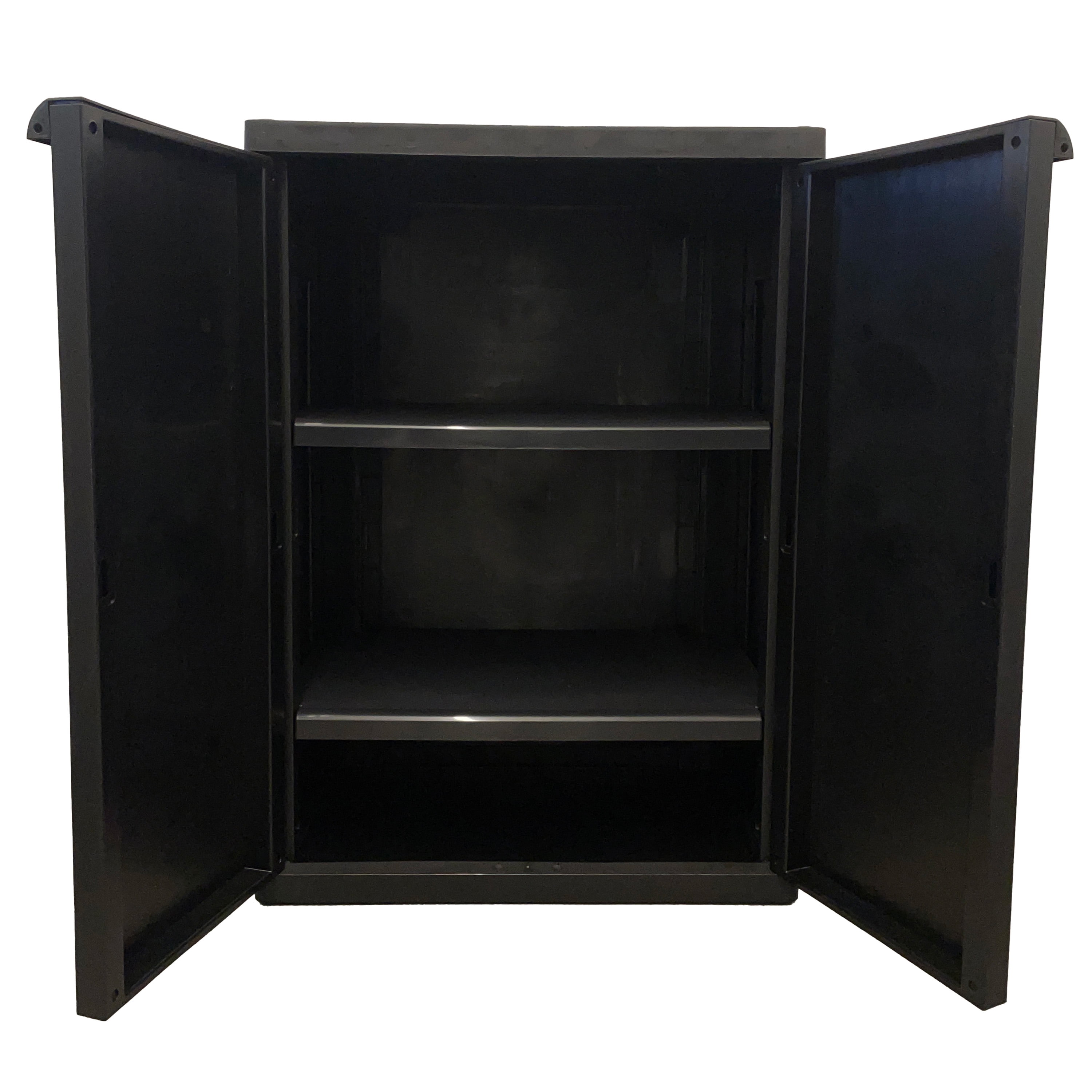 Hyper Tough Plastic Garage Cabinet 2 Shelf 18.5Dx25.47Wx35.43"H, Black Finish