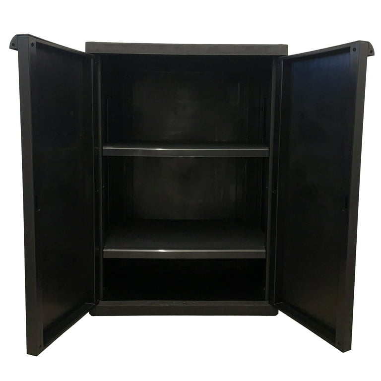 Hyper Tough Plastic Garage Cabinet 2 Shelf 18.5Dx25.47Wx35.43