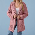 thumbnail image 2 of MIUOWANP Fleece Jacket Women Half Zip Women's Solid Winter Faux Coats Long Sleeve Lapel Pockets Fleece Jacket Casual Trendy Outerwear Pink S, 2 of 5