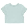 thumbnail image 5 of Women Short Sleeve Cropped T-Shirts Crew Neck Loose Crop Tops Summer Casual Drop Shoulder Basic Tees Mint Green XL, 5 of 5