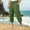 Green, variant on WWV 3/4 Pants Men Cropped Pants Men Pocket Drawstring Elastic Waist Trousers Solid Color Trendy Loose Weekend Travel Cotton Linen Pants Dark Gray XL