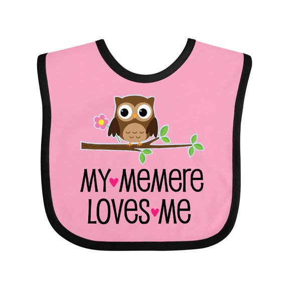 Inktastic My Memere Loves Me Grandchild Owl for Girl Girls Baby Bib