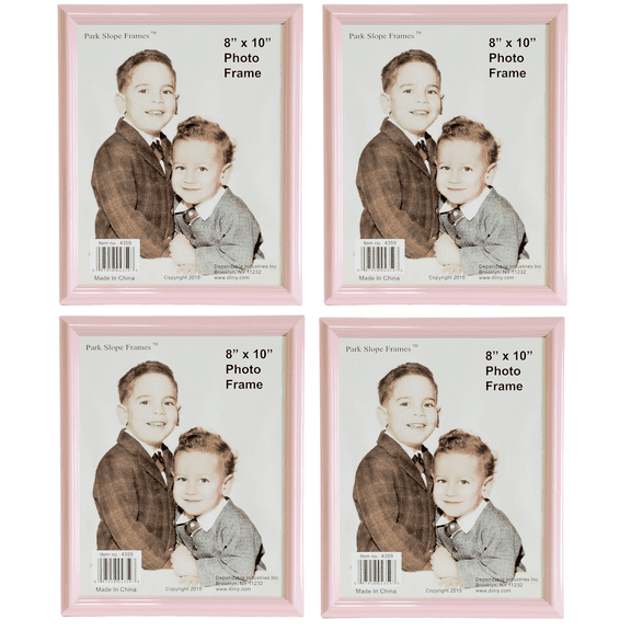 Set of 4 Pink 8" x 10" Photo Frames – Wall & Tabletop Display, Glass Front, Ideal for Baby Girl & Family Photos