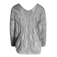 thumbnail image 5 of BUIgtTklOP Winter Savings Clearance Sweaters For Women Plus Size Women'S Casual Hollow Out Solid Color Line V-Neck Long Sleeve Sweater Tops Blouse Gray, 5 of 5