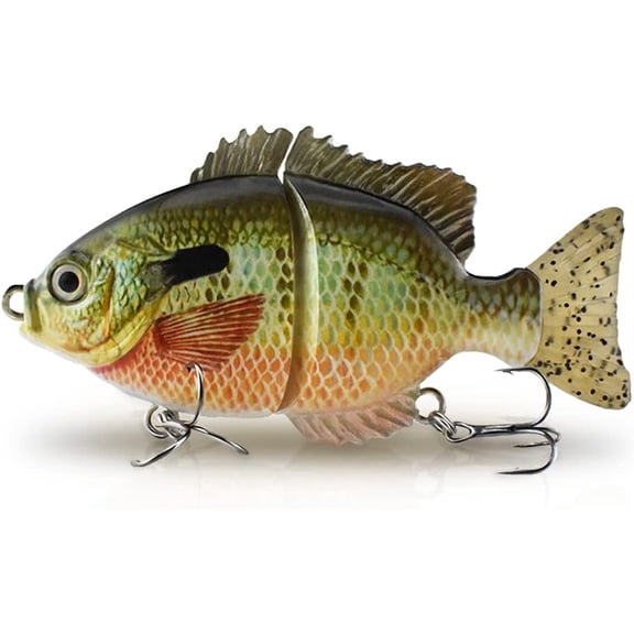 ABPETE Fishing Lures, gill Swimbait - Slow-Sink Glide Bait for Largemouth Bass & Crappie, Lifelike Multi-Joint Lure with Corrosion-Resistant Hooks