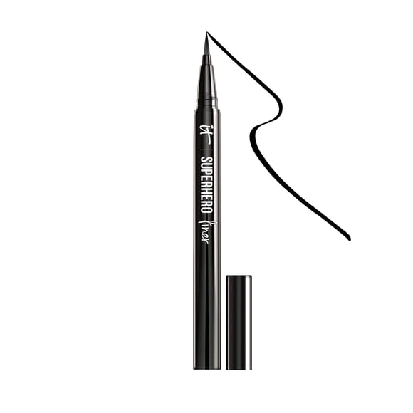 It Cosmetics Superhero Liquid Eyeliner Pen Black - Fórmula resistente al agua las 24 horas que no se mancha ni se desvanece - Con péptidos, colágeno, biotina y arcilla de caolín - 0.03 onzas líquidas