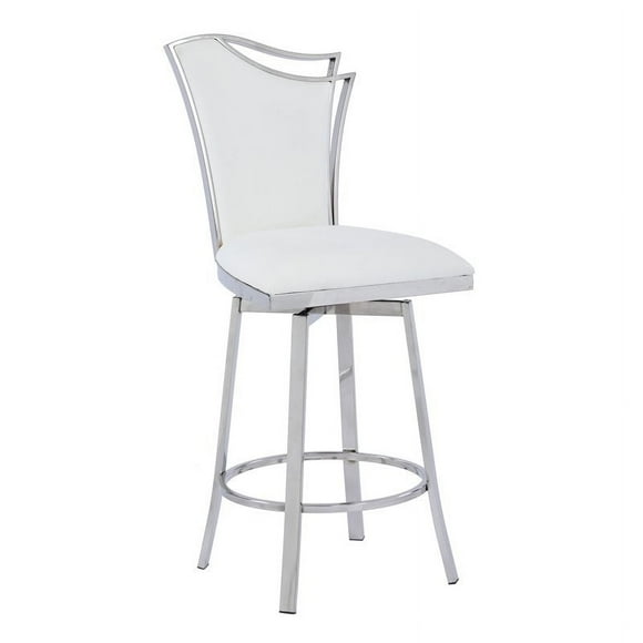 Milan Nana 39.7" Contemporary Metal Swivel Counter Stool in White