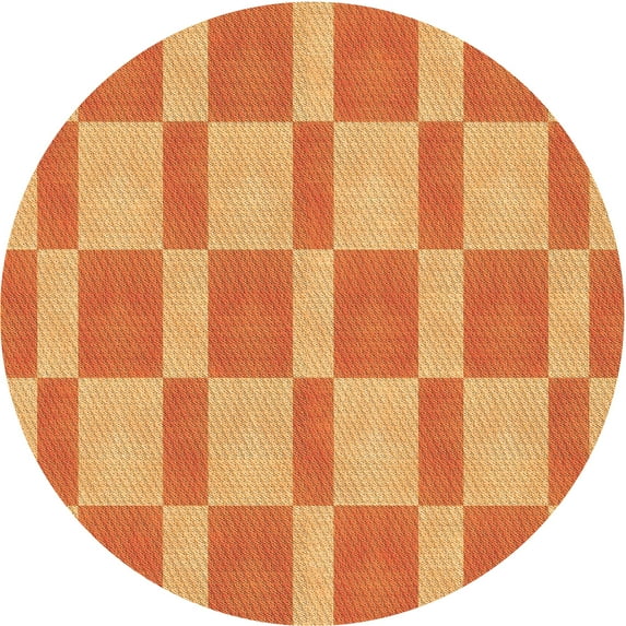 Ahgly Company Machine Washable Indoor Round Transitional Orange Area Rugs, 4' Round