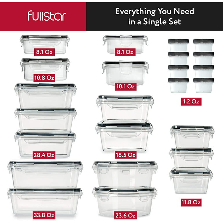 fullstar 10 pack (30 oz) Food storage Containers Set with Lids, Plastic  Leak-Proof BPA-Free Containers for Kitchen Organization, Meal Prep, Lunch