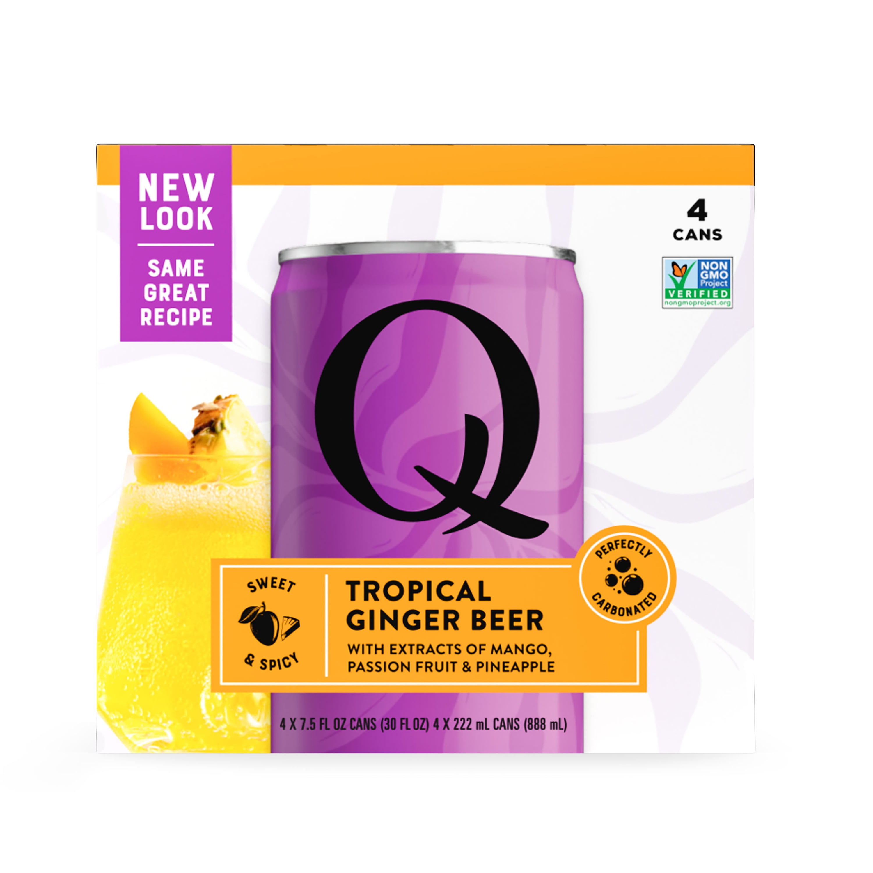 Q Mixers Tropical Ginger Beer, Premium Cocktail Mixer with Real Ingredients, 7.5 fl oz (Pack of 4)