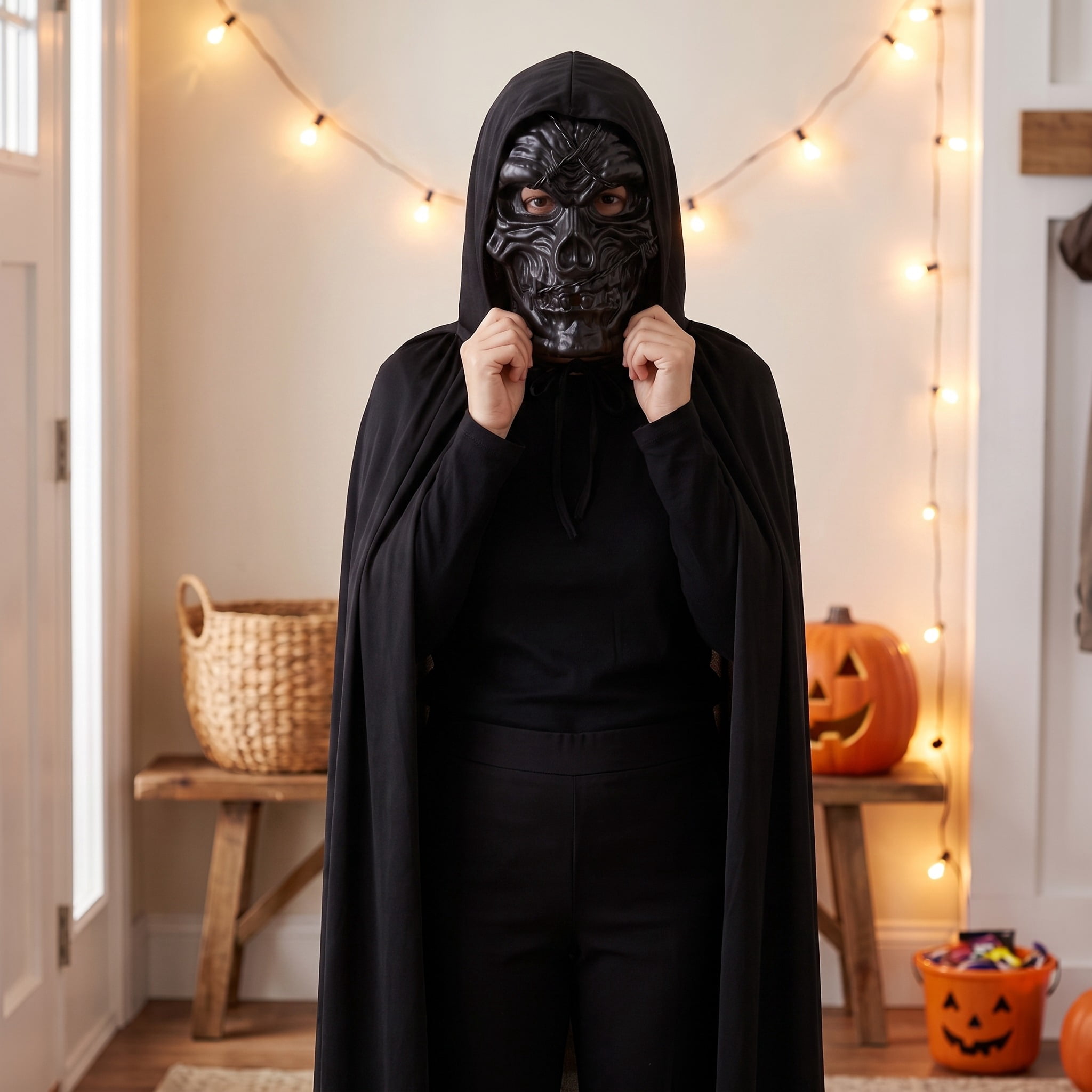 Skull Mask Costume Accessory for Adults, Black, Halloween by Way To Celebrate