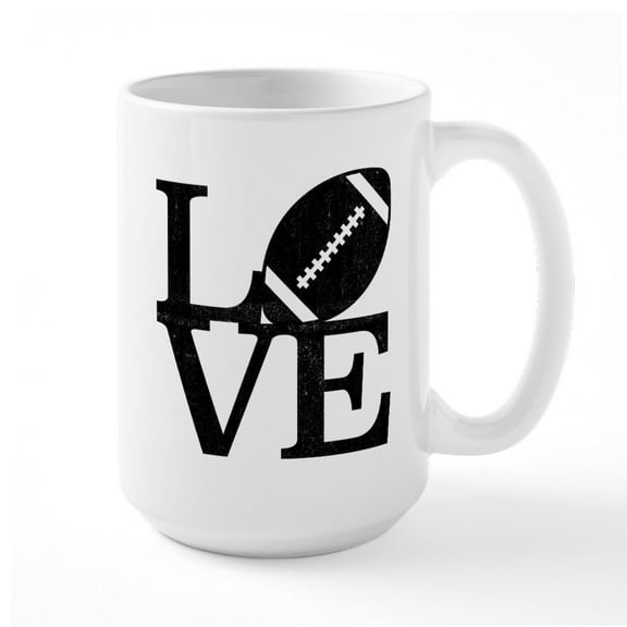 CafePress - Love Football - 15 oz Ceramic Large White Novelty Mug
