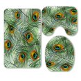 thumbnail image 1 of Juego de alfombras de baño ABPHQTO 3 piezas plumas de pavo real, 1 of 2