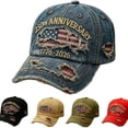 thumbnail image 6 of 250th Anniversary USA Hat, We the People Hat, Vintage Distressed Washable Patriotic Baseball Cap with USA Flag & 1776-2026 Digital Printed, Trucker Hat for Men Women, Spliced Color, 6 of 6