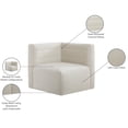 thumbnail image 2 of Meridian Furniture Quincy Cream Velvet Modular Corner Chair, 2 of 13