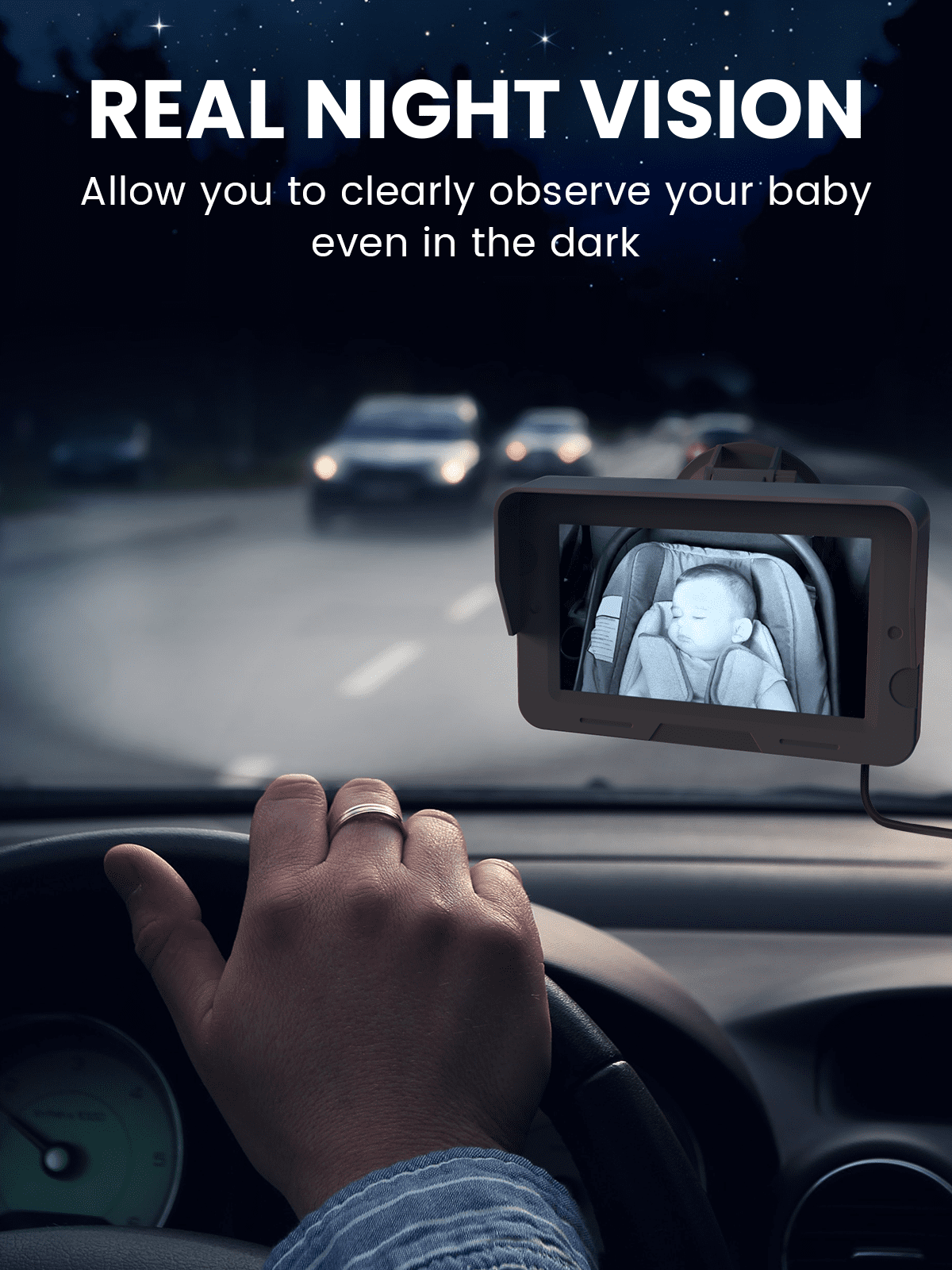 Grownsy Baby Car Camera,4.3" HD Display Baby Car Mirror with Night Vision Feature,Wide Clear View