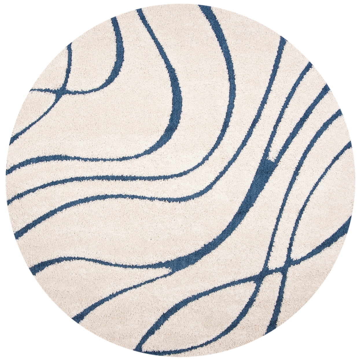 SAFAVIEH Florida Tamzen Abstract Shag Runner Rug, Cream/Blue, 2'3" x 5'